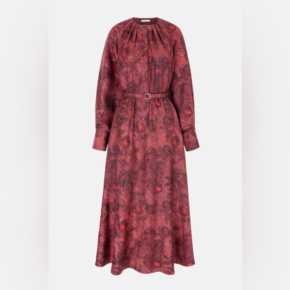 Emilia Wickstead Dresses & Skirts - Emilia Wickstead BAHITI DRESS IN RED ROSES ON MARBLE PRINT SILK TWILL size US 8